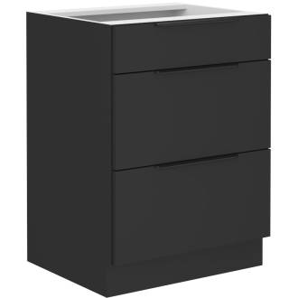 NORIS 60 D 3S BB szafka kuchenna stojąca  z szufladami czarny mat / czarny mat